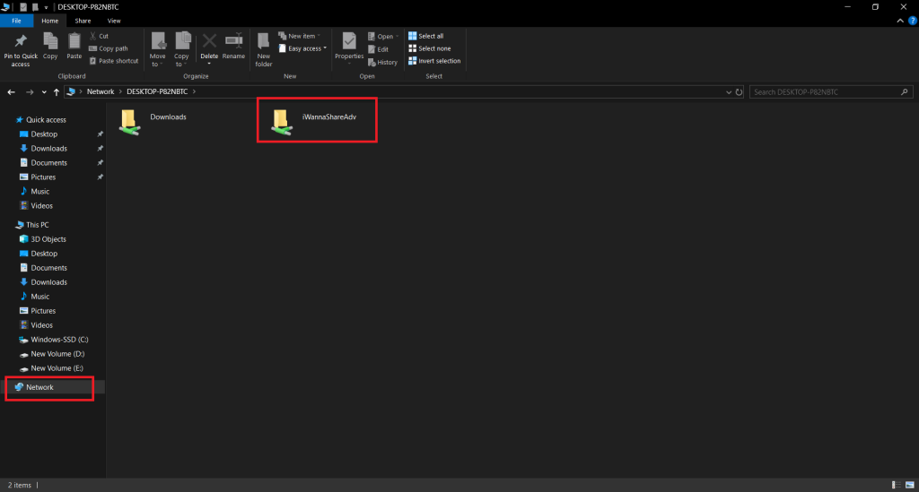 Network folder on another computer